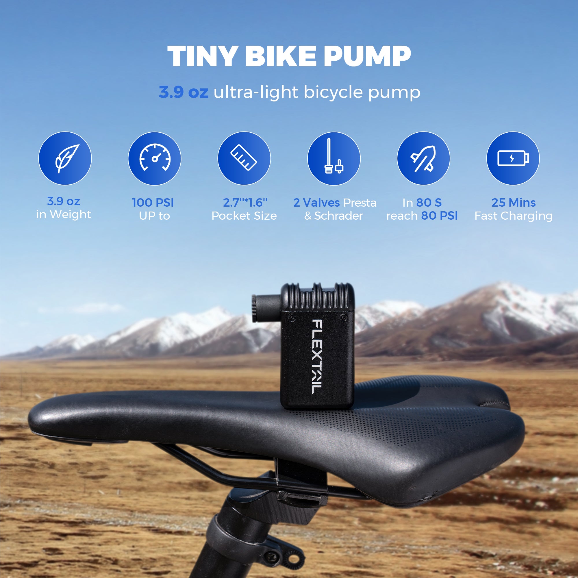 TINY BIKE PUMP - Ultra-Mini 100PSI Rechargeable Bicycle Pump - Image 3