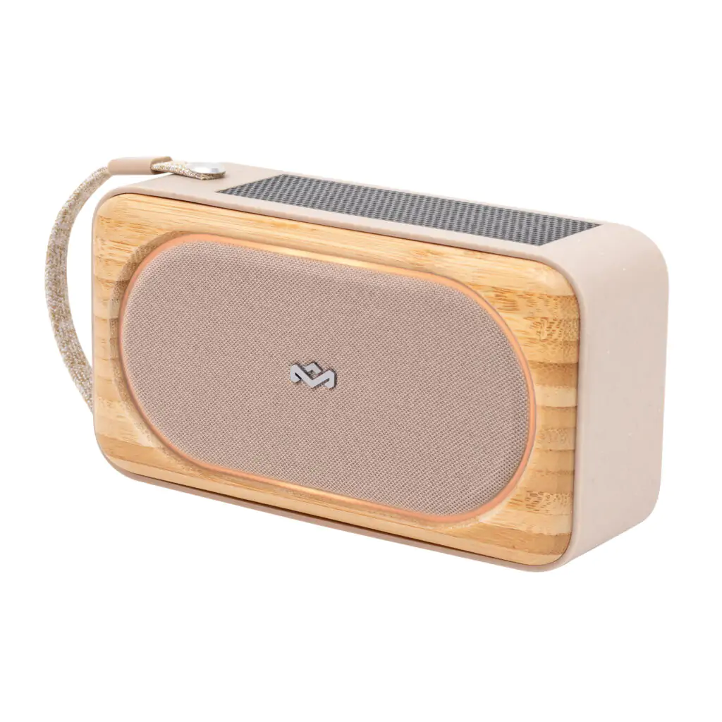 House of Marley Roots Solar Speaker - Portable Bluetooth, IP67 Water-Resistant, 14 Hr Playtime, Solar Charging, Quick Charge, Bottle Opener, Stereo Pair, Eco-Friendly Bamboo Design