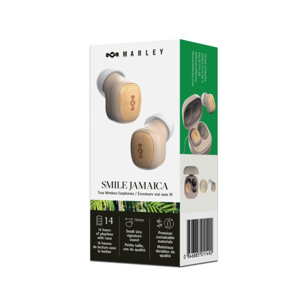 House of Marley Smile Jamaica True Wireless Earbuds, 14-Hour Playtime, Sustainable Bamboo & Recycled Plastics, Quick Charge, Compact Design - Image 2