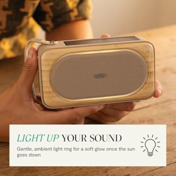 House of Marley Roots Solar Speaker - Portable Bluetooth, IP67 Water-Resistant, 14 Hr Playtime, Solar Charging, Quick Charge, Bottle Opener, Stereo Pair, Eco-Friendly Bamboo Design - Image 5
