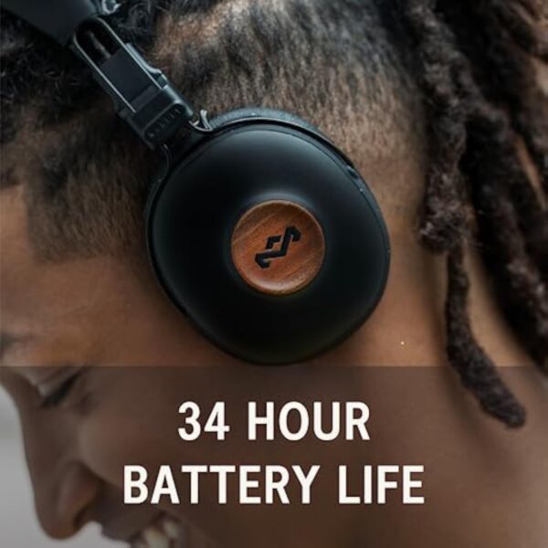 House of Marley Positive Vibration Frequency: Over-Ear Wireless Headphones with Microphone, Wireless Bluetooth Connectivity, 34 Hours of Playtime and Quick Charge Technology, Signature Black - Image 5