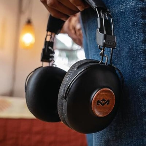 House of Marley Positive Vibration Frequency: Over-Ear Wireless Headphones with Microphone, Wireless Bluetooth Connectivity, 34 Hours of Playtime and Quick Charge Technology, Signature Black - Image 4