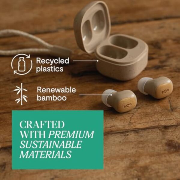 House of Marley Smile Jamaica True Wireless Earbuds, 14-Hour Playtime, Sustainable Bamboo & Recycled Plastics, Quick Charge, Compact Design - Image 3