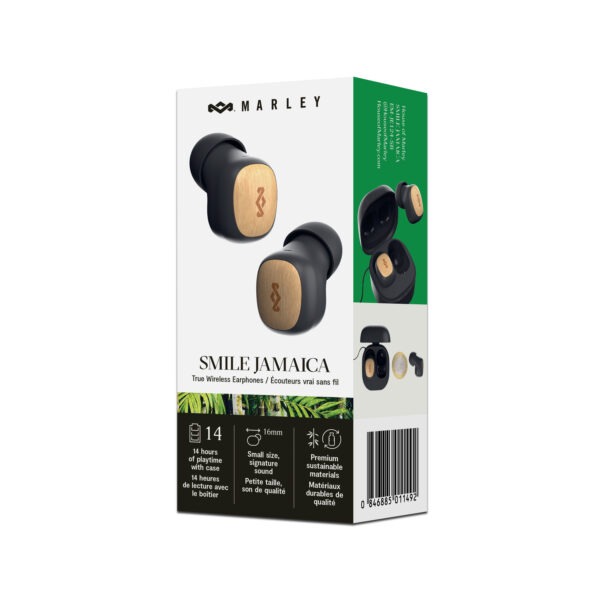 House of Marley Smile Jamaica True Wireless Earbuds, 14-Hour Playtime, Sustainable Bamboo & Recycled Plastics, Quick Charge, Compact Design - Image 8