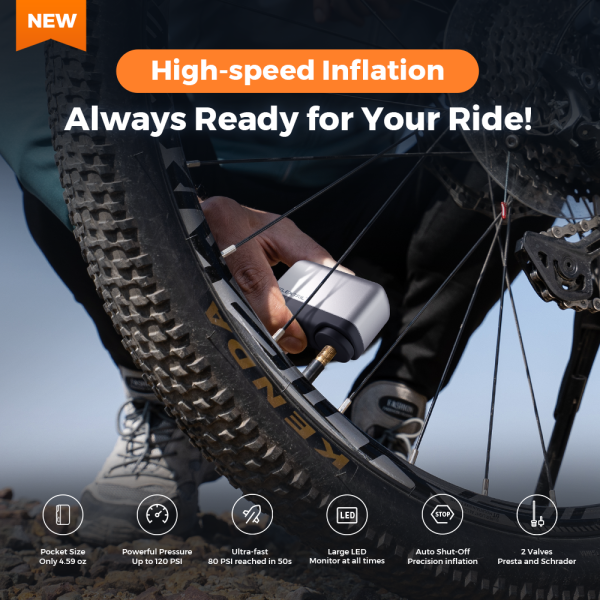 TINY BIKE PUMP PRO-120 PSI High Pressure and LED Display Electric Bike Pump - Image 3