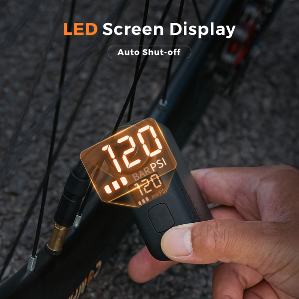 TINY BIKE PUMP PRO-120 PSI High Pressure and LED Display Electric Bike Pump - Image 6