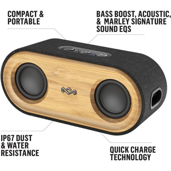 House of Marley Get Together 2 Mini: Portable Speaker with Wireless Bluetooth Connectivity, 15 Hours of Playtime and Sustainable Materials, Signature Black - Image 3